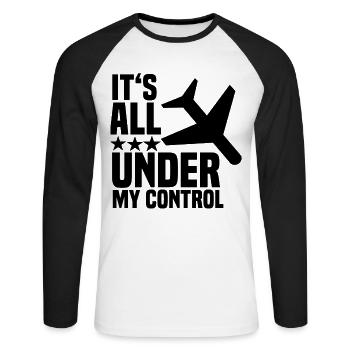 plane - Unisex Long Sleeve Baseball T-Shirt - white/black - Front - Nik (191cm)