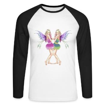 Elfen Fantasy Fee Feen Magisch Mystisch Fabelwesen - Unisex Baseballshirt langarm - Weiß/Schwarz - Vorne - Nik (191cm)
