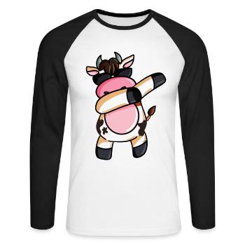 Tampons vaches vaches fermier fermier fermier - T-shirt baseball manches longues Homme - blanc/noir - Devant - Nik (191cm)