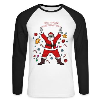 Ich Hasse Weihnachten Weihnachtsmann Geschenk - Unisex Baseballshirt langarm - Weiß/Schwarz - Vorne - Nik (191cm)