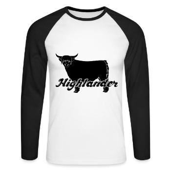 Highlander highland cattle cow cow farmer black - Unisex Long Sleeve Baseball T-Shirt - white/black - Front - Nik (191cm)