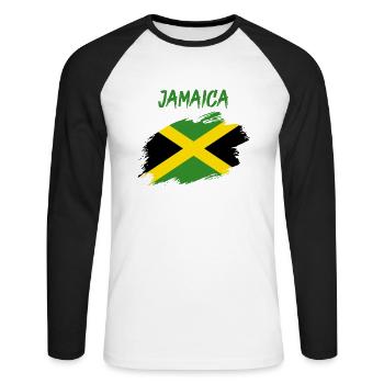 Jamaïque drapeau jamaïcain drapeau reggae caraïbes - T-shirt baseball manches longues Homme - blanc/noir - Devant - Nik (191cm)