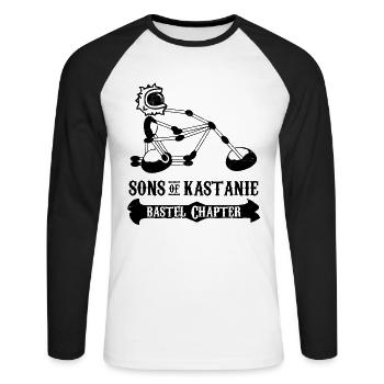 Kastanienmännchen - Bastel Chapter Motorcyclist - Unisex Long Sleeve Baseball T-Shirt - white/black - Front - Nik (191cm)