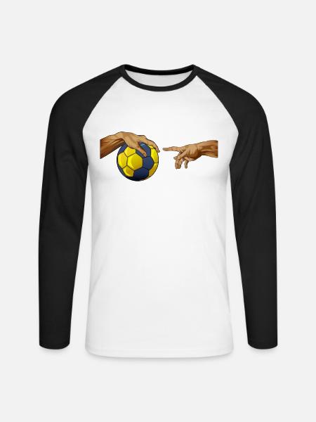 Handbal Michelangelo Handbal - Mannen baseballshirt lange mouw - wit/zwart