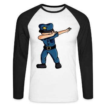 Dabbing Polizist Lustig Polizei Dab - Unisex Baseballshirt langarm - Weiß/Schwarz - Vorne - Nik (191cm)