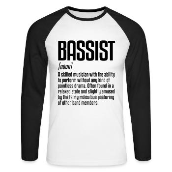 Bassist Definition | Bass instrument, bass guitar - Unisex Long Sleeve Baseball T-Shirt - white/black - Front - Nik (191cm)