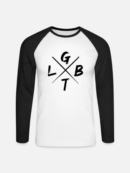 LGBT - Unisex Baseballshirt langarm - Weiß/Schwarz