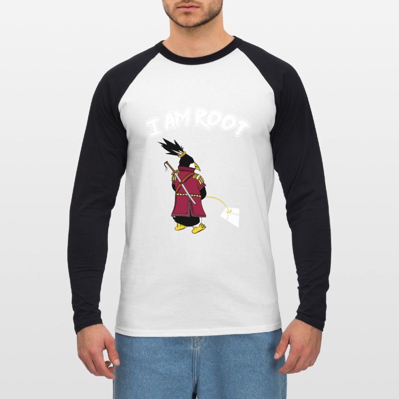 Linux Pinguin I Am Root Geeks Nerd Computer Ninja Unisex Baseballshirt langarm