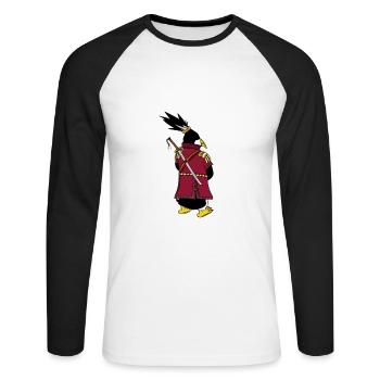 Linux Pingouin I Am Root Geeks Geeks Nerd Computer Ninja - T-shirt baseball manches longues Homme - blanc/noir - Devant - Nik (191cm)