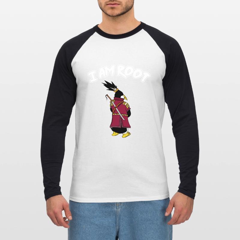 Linux Penguin I Am Root Geeks Nerd Computer Ninja Unisex Long Sleeve Baseball T-Shirt
