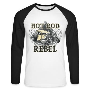 Hot rod voitures classiques voitures anciennes - T-shirt baseball manches longues Homme - blanc/noir - Devant - Nik (191cm)