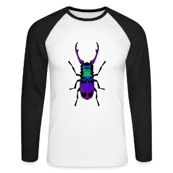 Insectes cerfs insectes ailes bois d’animaux forestiers - T-shirt baseball manches longues Homme - blanc/noir - Devant - Nik (191cm)