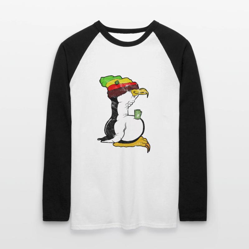 Tux Linux Penguin Coffee Break Computer Nerd Retro Unisex Long Sleeve Baseball T-Shirt
