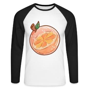 Orange Apfelsine Zitrus Frucht Obst vegan lecker - Unisex Baseballshirt langarm - Weiß/Schwarz - Vorne - Nik (191cm)