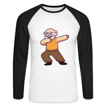 Grand-père tamponnant père homme musique vieux cadeau de retraite - T-shirt baseball manches longues Homme - blanc/noir - Devant - Nik (191cm)