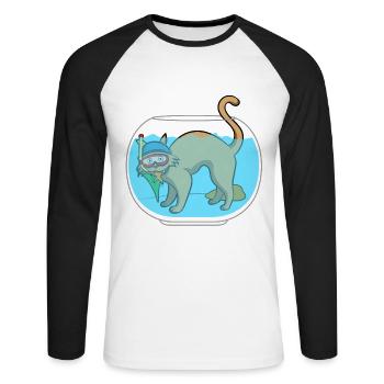 PECHE DE CHASSE A LA PECHE - T-shirt baseball manches longues Homme - blanc/noir - Devant - Nik (191cm)