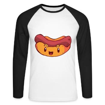 Hot Dog - Unisex Baseballshirt langarm - Weiß/Schwarz - Vorne - Nik (191cm)