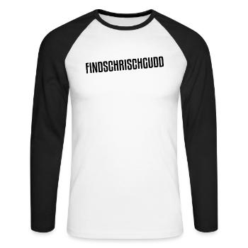 Findschrischgudd | Sachsen, sächsisch, Sachse - Unisex Baseballshirt langarm - Weiß/Schwarz - Vorne - Nik (191cm)