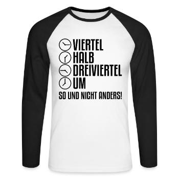 Ossi Uhrzeiten | Ostdeutschland Uhr Osten DDR Zone - Unisex Baseballshirt langarm - Weiß/Schwarz - Vorne - Nik (191cm)