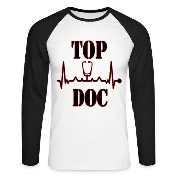 Doctor medical student doctor gift - Unisex Long Sleeve Baseball T-Shirt - white/black - Front - Nik (191cm)