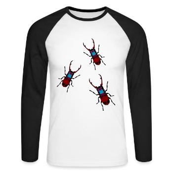 Insectes Cerf Coléoptère Insectes Bois Animaux forestiers - T-shirt baseball manches longues Homme - blanc/noir - Devant - Nik (191cm)