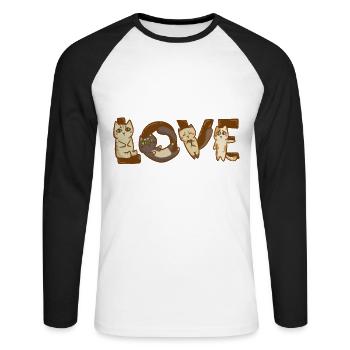 chats drôles aiment cadeau de miaou - T-shirt baseball manches longues Homme - blanc/noir - Devant - Nik (191cm)