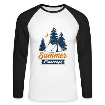 Camp d'été - randonnée, plein air, trekking - T-shirt baseball manches longues Homme - blanc/noir - Devant - Nik (191cm)