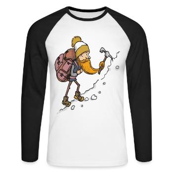 Old man mountaineering hiking grandpa nature gift - Unisex Long Sleeve Baseball T-Shirt - white/black - Front - Nik (191cm)