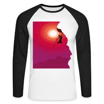 Cadeau d'alpinisme au lever du soleil - T-shirt baseball manches longues Homme - blanc/noir - Devant - Nik (191cm)