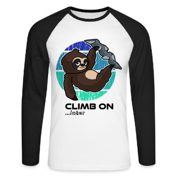 Climbing sloth - Unisex Long Sleeve Baseball T-Shirt - white/black - Front - Nik (191cm)
