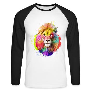 Lion roi aquarelle cadeau aquarelle - T-shirt baseball manches longues Homme - blanc/noir - Devant - Nik (191cm)