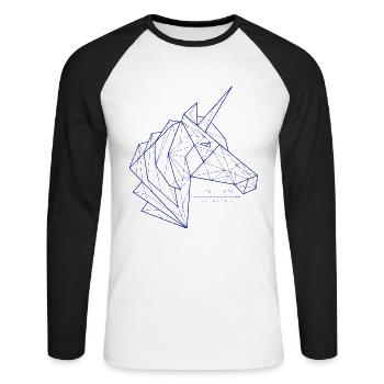 Unicorn Einhorn - Unisex Baseballshirt langarm - Weiß/Schwarz - Vorne - Nik (191cm)