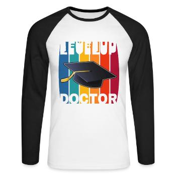 Level-up doctorat de doctorat cadeau - T-shirt baseball manches longues Homme - blanc/noir - Devant - Nik (191cm)