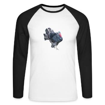 Thanksgiving Truthahn Erntedank Dankbarkeit Foto - Unisex Baseballshirt langarm - Weiß/Schwarz - Vorne - Nik (191cm)