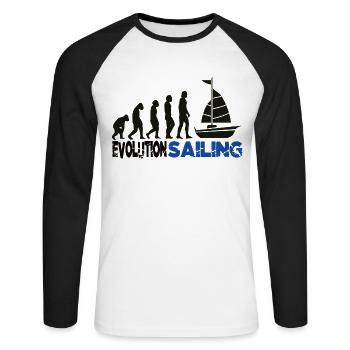 Segelschiff Evolution Kapitän Segelboot Yacht - Unisex Baseballshirt langarm - Weiß/Schwarz - Vorne - Nik (191cm)