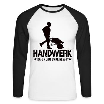 Handwerker - Unisex Baseballshirt langarm - Weiß/Schwarz - Vorne - Nik (191cm)