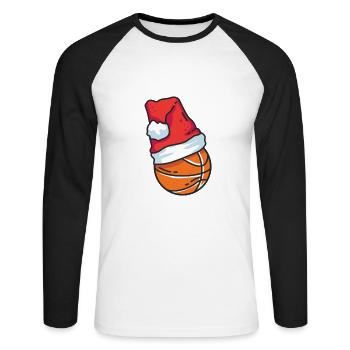 Casquette de basket de Noël - T-shirt baseball manches longues Homme - blanc/noir - Devant - Nik (191cm)