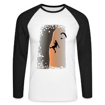 Cadeaux escalade bouldern - rock climbing Klettern - T-shirt baseball manches longues Homme - blanc/noir - Devant - Nik (191cm)