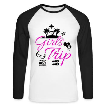 Mädelstrip Girls Trip Crew Girl Tour Girl Crew - Unisex Long Sleeve Baseball T-Shirt - white/black - Front - Nik (191cm)