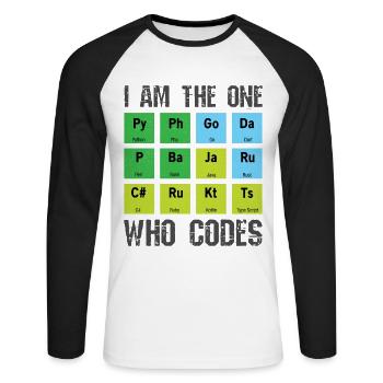 programmer - Unisex Long Sleeve Baseball T-Shirt - white/black - Front - Nik (191cm)