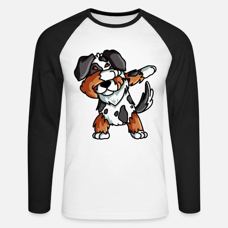 Australian Shepherd Geschenk Lustig - Unisex Baseballshirt langarm - Weiß/Schwarz