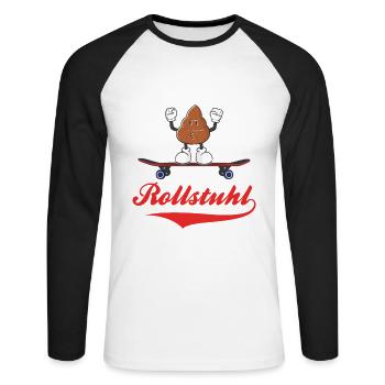 Rollstuhl Skateboard - Unisex Baseballshirt langarm - Weiß/Schwarz - Vorne - Nik (191cm)