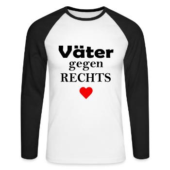 Väter gegen Rechts Anti Rassismus FCK AFD Nazis f - Unisex Baseballshirt langarm - Weiß/Schwarz - Vorne - Nik (191cm)