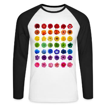 Fleurs fleurs fleurs fleurs de printemps cadeau - T-shirt baseball manches longues Homme - blanc/noir - Devant - Nik (191cm)