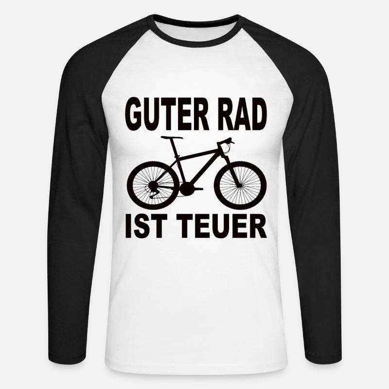 Fahrrad - Unisex Baseballshirt langarm - Weiß/Schwarz