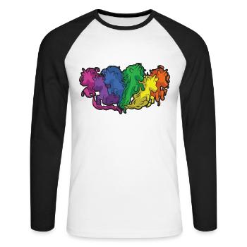 Horses Rainbow Gallop Cartoon - Unisex Long Sleeve Baseball T-Shirt - white/black - Front - Nik (191cm)