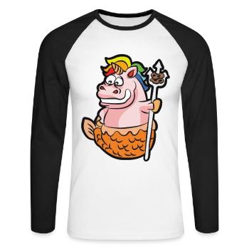 Unicorn horoscope zodiac sign Aquarius humor - Unisex Long Sleeve Baseball T-Shirt - white/black - Front - Nik (191cm)