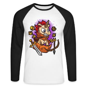 RPG UNICORN nerd role playing board game humor - Unisex Long Sleeve Baseball T-Shirt - white/black - Front - Nik (191cm)