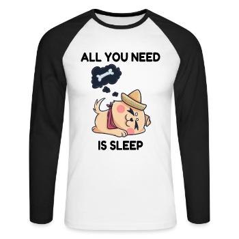 Dog dream bones sleep - Unisex Long Sleeve Baseball T-Shirt - white/black - Front - Nik (191cm)