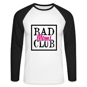 Bad Moms Club - Muttertag - Unisex Baseballshirt langarm - Weiß/Schwarz - Vorne - Nik (191cm)